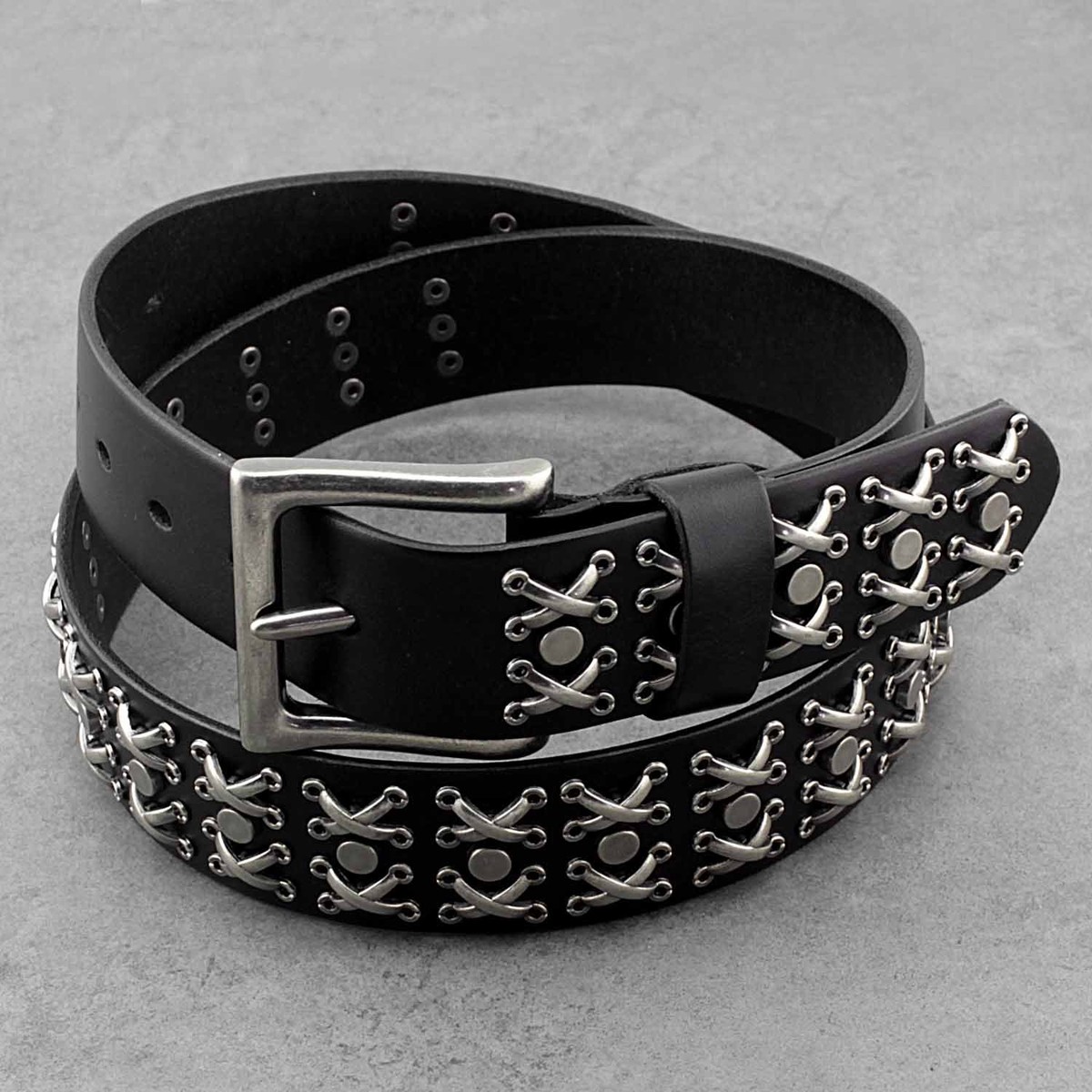 小物 used studs design real leather belt used studs design real leather belt