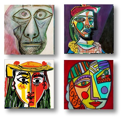 Set Of 4 Picasso Art  3'' Patches Iron On Or Sew On