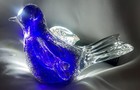  Blue Bird Art Glass Solid Paperweight Clear Sparkle — photo 4