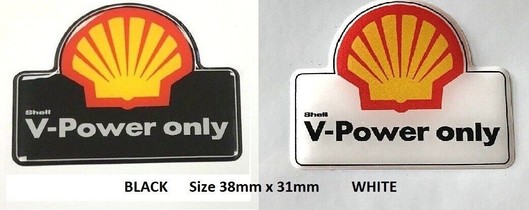 SHELL V-Power only -  Small Sticker Decal Black or White 38mm x 31mm