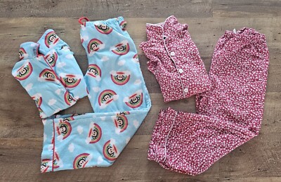 Kids PJ Lot Of 2 Sets Size 8/10 Pottery Barn Paul Frank Flannel Winter Pajamas 