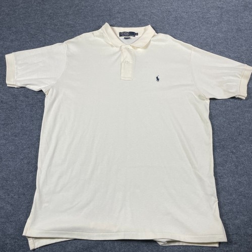 Vintage Ralph Lauren Hemd Herren XXL Beige Kurzarm Golf Polo Pony Einzelnaht