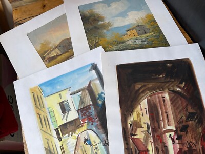 Watercolours & Oil Painting Painting Watercolours Landscape or City Signed Diaz