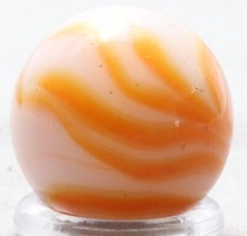 Vintage Alley Flames Milk White Orange 11/6" Opaque Glass Marble