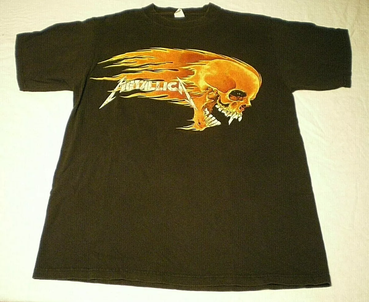 METALLICA Pushead FLAMING SKULL True Vintage SUMMER TOUR Original 1994 L T-SHIRT