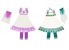 Girls' Elegant Cotton Indian Salwaar Kameez Party 3 Piece Dress Suit Set 4 to 11