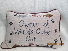 Owner Of World's Cutest Cat Pillow New No Tag 12" X 8"