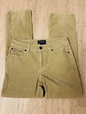 Polo Ralph Lauren Logo cream corduroy pants leather tag girls size 10