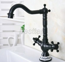 Oil Rubbed Brass Dual Handles Swivel Kitchen Vessel Sink Faucet Mixer Tap snf644