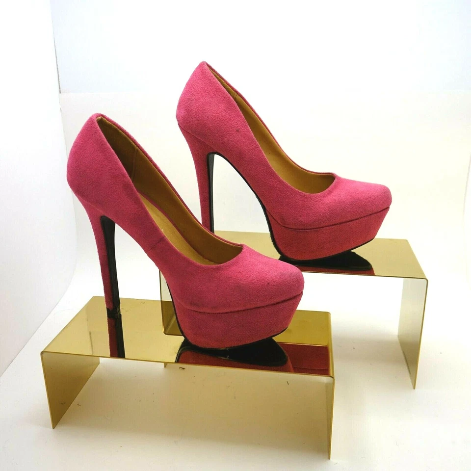 Camurça artificial deliciosa feminina tamanho 6 1/2 polegadas rosa quente - Imagem 2 de 4