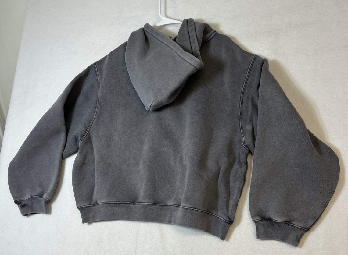 ALEXANDER WANG Essential Terry Hoodie Gray Puff Logo in Acid Fog image 4