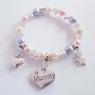 card tag Mother/'s Day Gift bracelet white mum mummy I love you organza bag