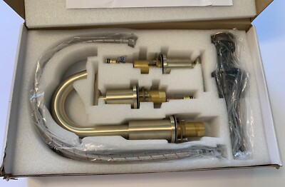 TRUSMI 2 Handle 3 Hole 8  Brass Bathroon Sink Faucet Brushed Gold