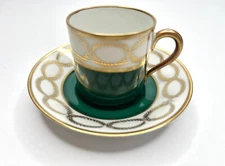 Vintage RW Rudolf Wachter Bavaria Germany Demitasse Tea Cup & Saucer Green/Gold