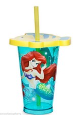 Disney Store Ariel Tumbler with Straw Flounder Lid The Little Mermaid 2016