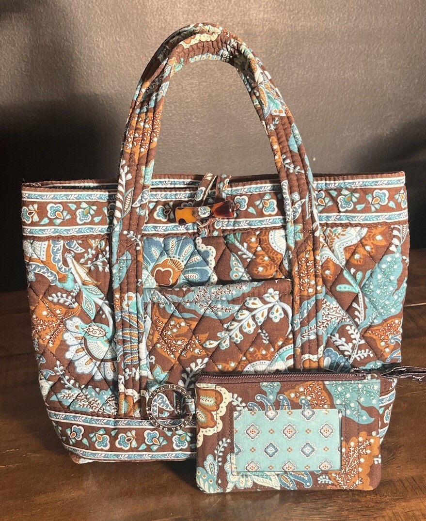Vintage Vera Bradley Small Toggle Tote Retired Jave Blue Paisley