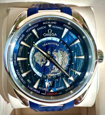 OMEGA Seamaster Aqua Terra GMT Worldtimer 150M 220.10.43.22.03.001 Full Set 43mm