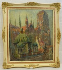 (B1783) Ölgemälde "Marienkirche Gdansk ~ Danzig" zugeschrieben Theodor Urtnowski