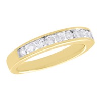 14K Gelbgold Kanal Set Diamant Ehering 3.75Mm JubiläUm Ring 0.50 Karat
