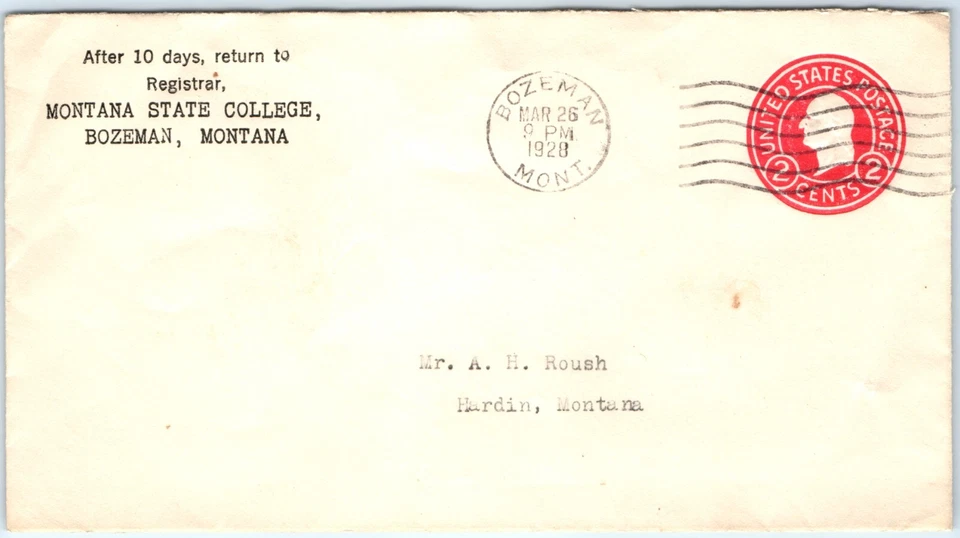 x2 LOT 1928 Bozeman, MT State College Registrar Cover Envelope 2 Cent Mont. 5V - Image 4 of 4
