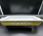 Vintage Pyrex Spring Blossom Green Lasagna Pan Baking Dish #933 “Crazy Daisy”