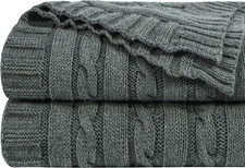 100 Pure Cotton Cable Knit Throw Blanket, Super Soft Warm 51X67 Knitted Throw B