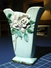 McCoy Pottery Vase Light Green Pink Wild Rose
