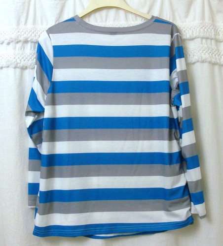 SHEIN Curve 1XL Langarmhemd gestreift weiß türkis Polyester & Elasthan - Bild 3 von 3
