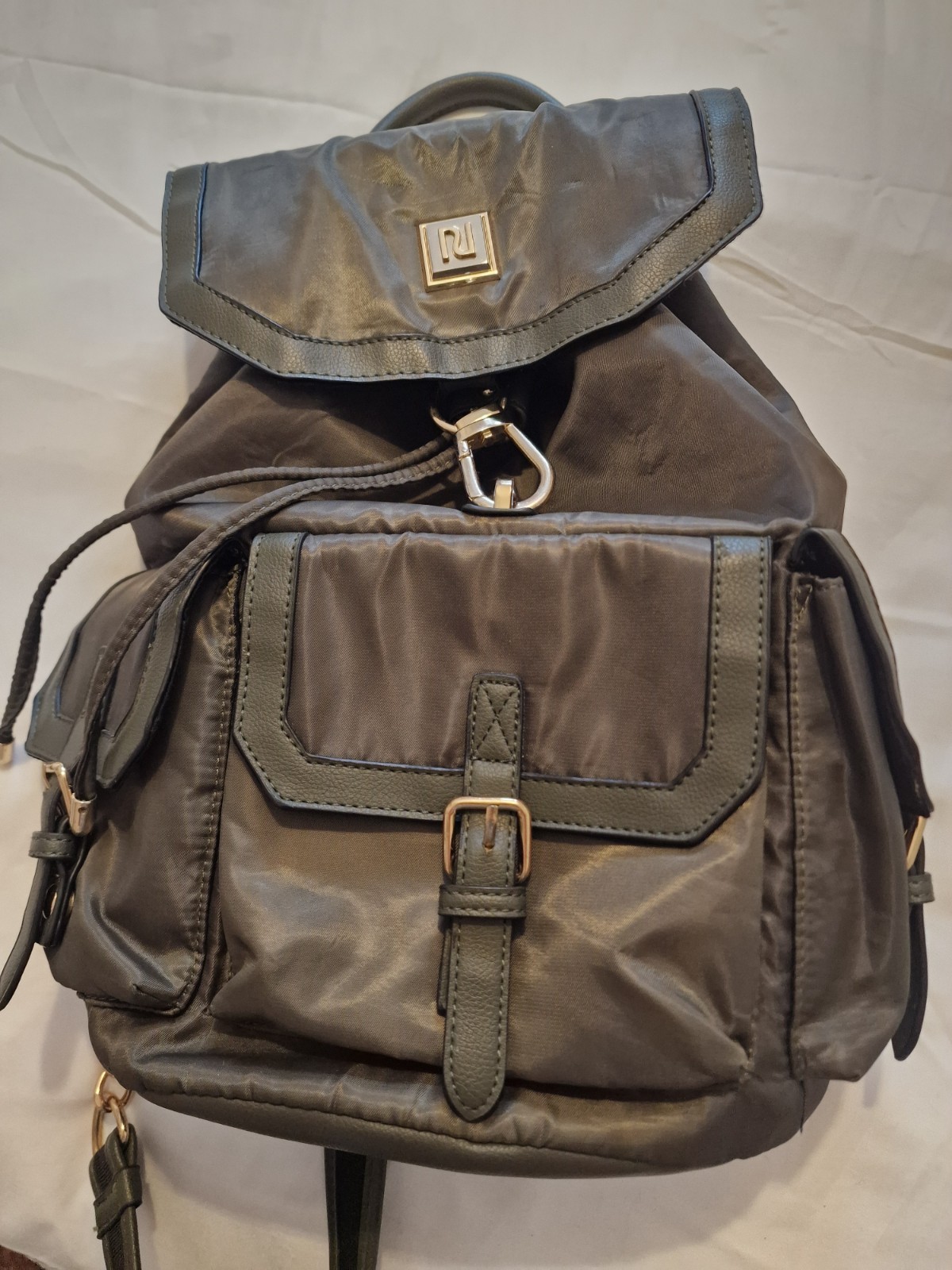 River Island Khaki Large Back Pack Used Loads Of Space Excellent Condition