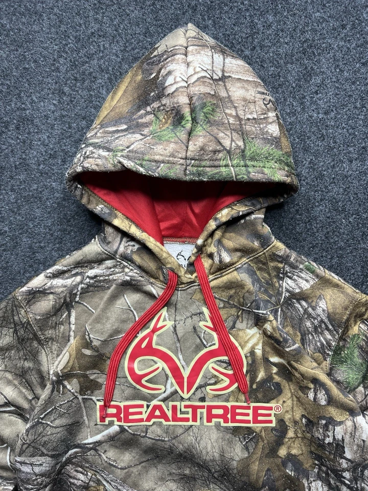 vintage Real Tree Whitetail Pullover CAMO Fleece Hoodie kid youth size M - Image 3 of 4