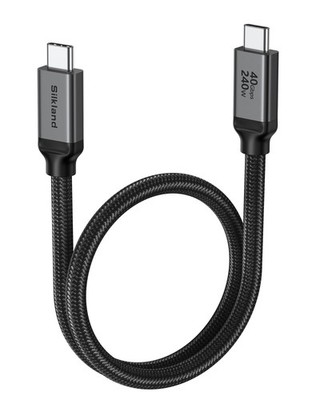 Silkland USB4 for Thunderbolt 4 Cable 1.6FT, 40Gbps Data 1.6ft, Grey 