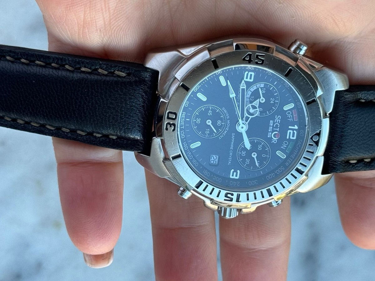 Sector 255 Chronograph Alarm Quartz Watch Mens 40mm Swiss Made | eBay