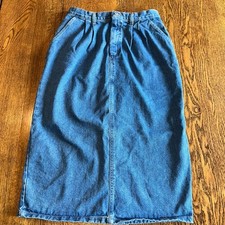 Vtg Jean Skirt Midi 14 Pleated Western Prairie Made USA Rigid 80s 90s Modest