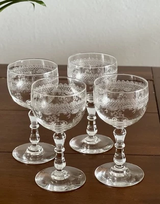 2 antike Jugendstil Weingläser Saint Louis - Baccarat um 1900, graviert, RAR - Bild 1 von 4