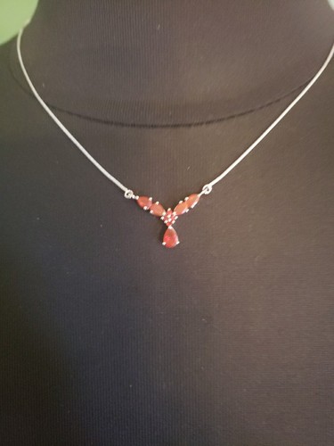 925 Sterling Silver Mexican Fire Opal Necklace