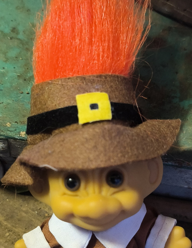 Russ Troll Doll Small 6-14 in Orange Hair Pilgrim Hat Trolls Character 3-7 Years