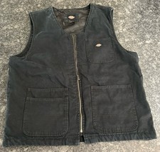 Dickies Black Duck Canvas Vest Men's Large Insulated Quilted Lined Workwear Zip