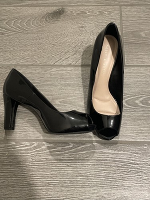 #ad Women’s Kelly And Katie Peep Toe Patten Leather Pump Black Size 8.5 $15.00