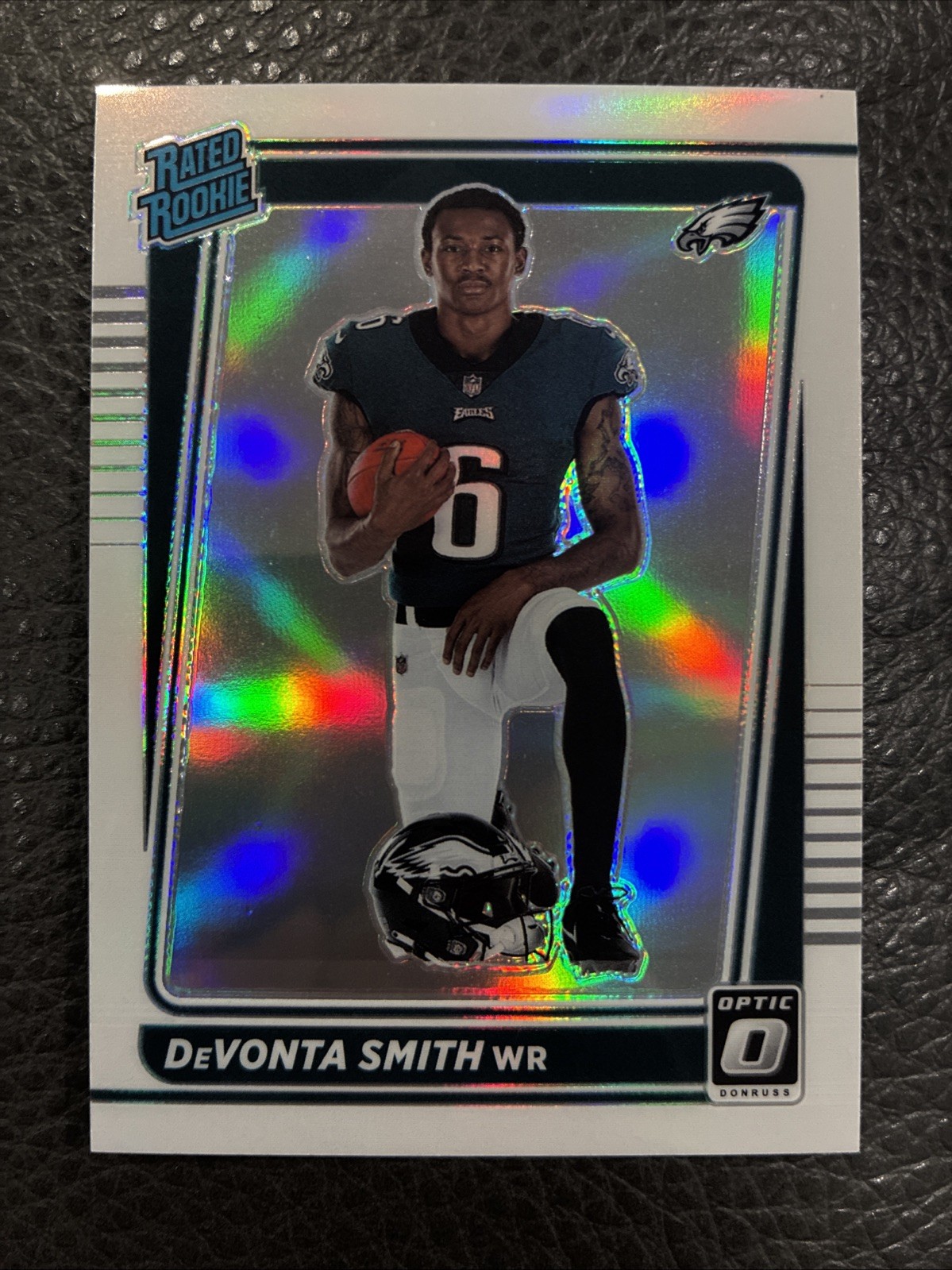 DeVonta Smith 2021 Donruss Optic Rated Rookie Holo Variation Prizm #205 Eagles