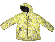 OBERMEYER Boy's Sz 5 Hooded Winter Jacket Gray Yellow Lined Filled I GROW EUC