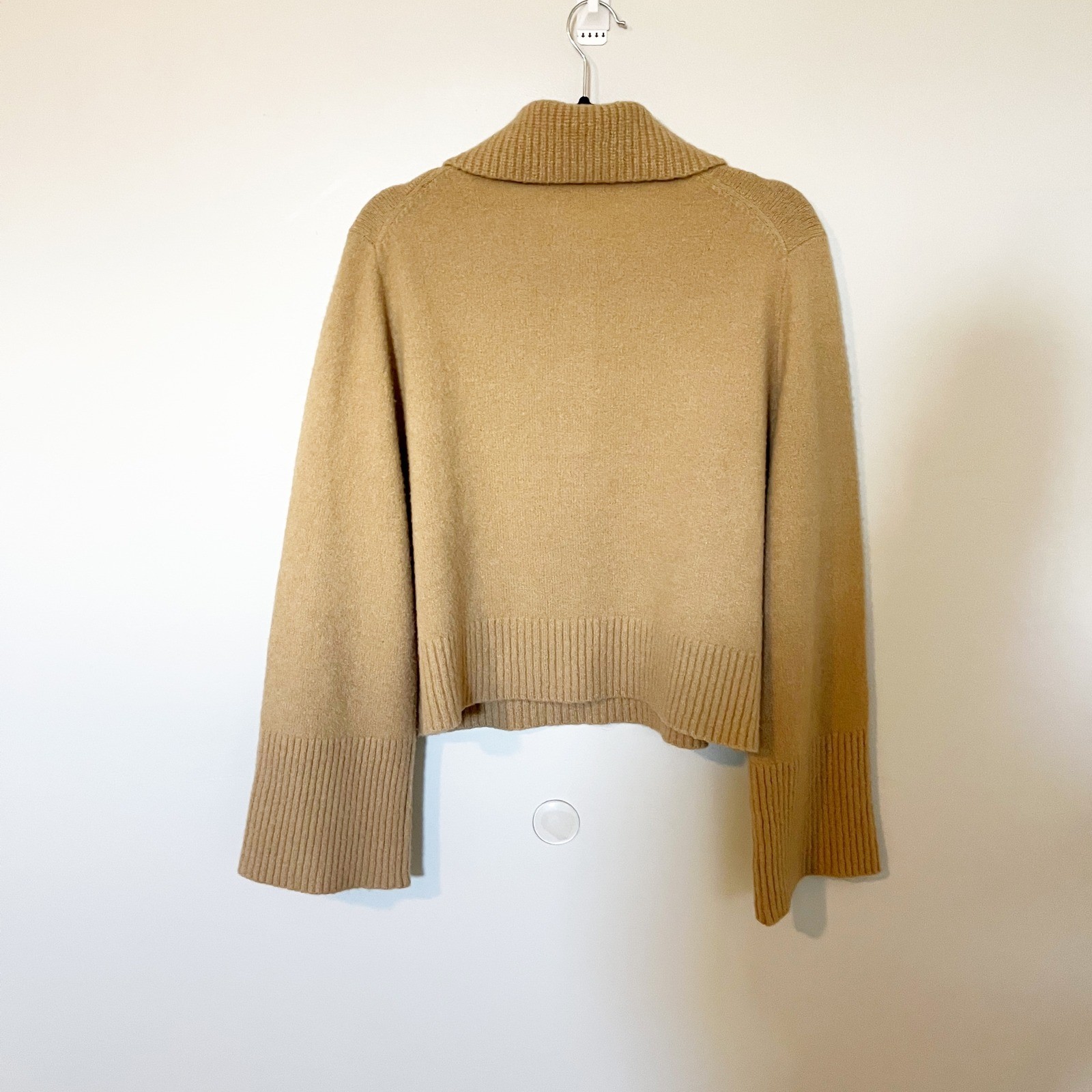 Jenni Kayne Cashmere Stevie Polo sweater camel brown medium
