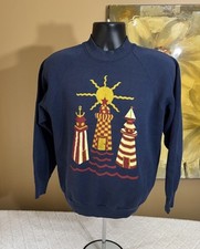 Vintage Fruit Of The Loom USA Made Lighthouse Graphic Blue Sweatshirt Men’s L