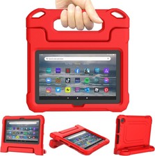 7in Tablet Case for Kids, Lightweight Shockproof Cover with Handle Stand, Red