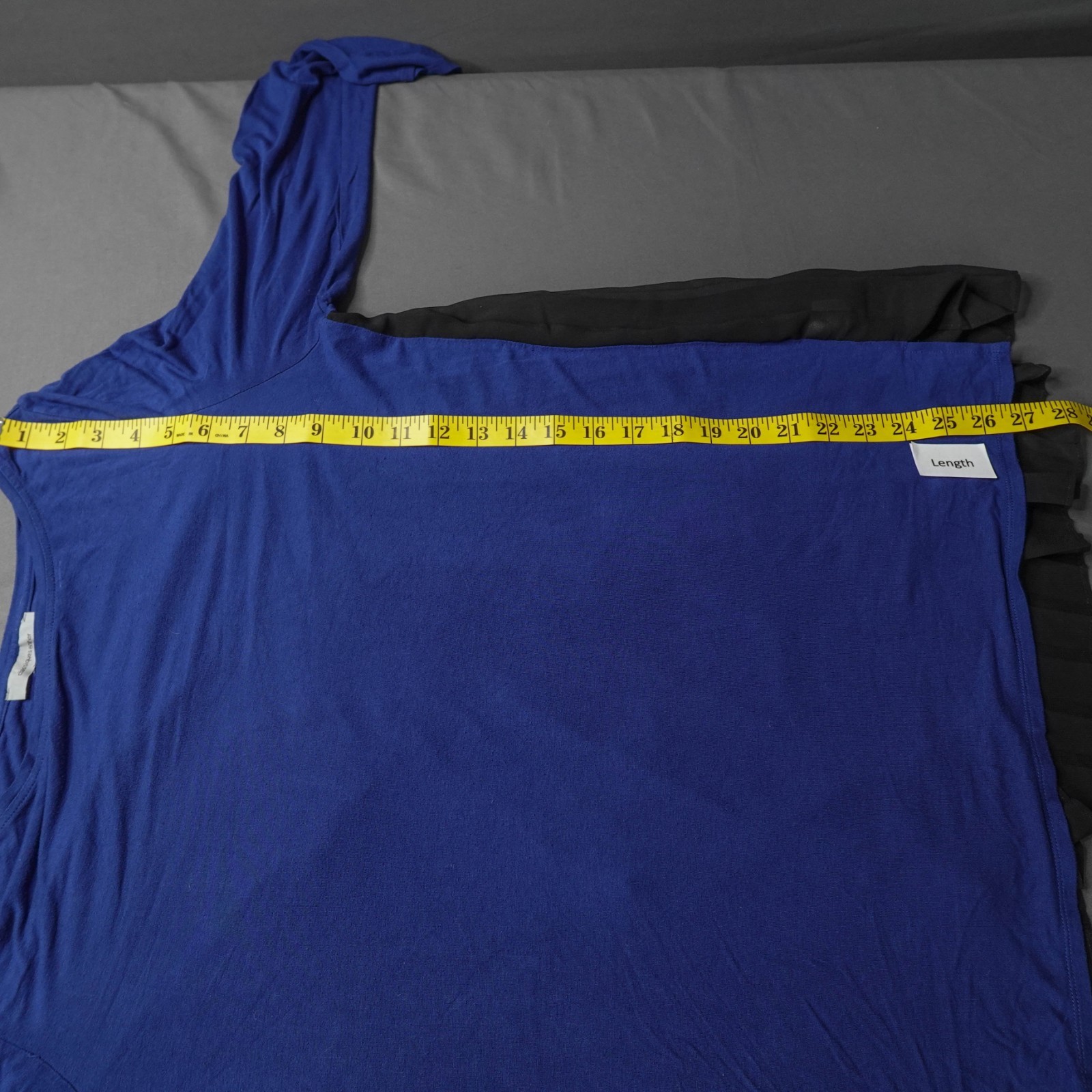 Womens Top Large Blue Black Flowy Sheer Back Soft Girl Romantic Effortless