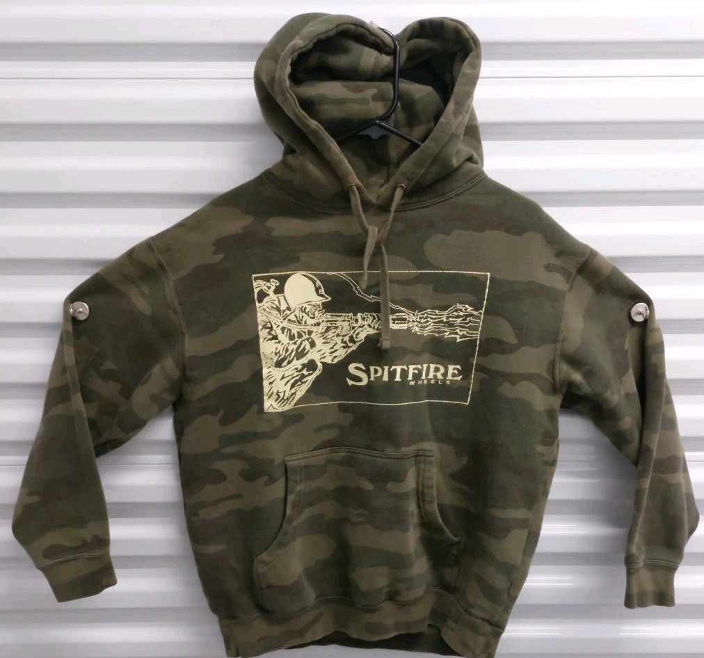 Spitfire Skateboard Bighead Thrashed Burnout Camo Hoodie Sweatshirt Small