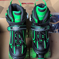 Nattork Adjustable Kids Roller Skates Green/Black Size M US 1Y-4Y EU 32-36