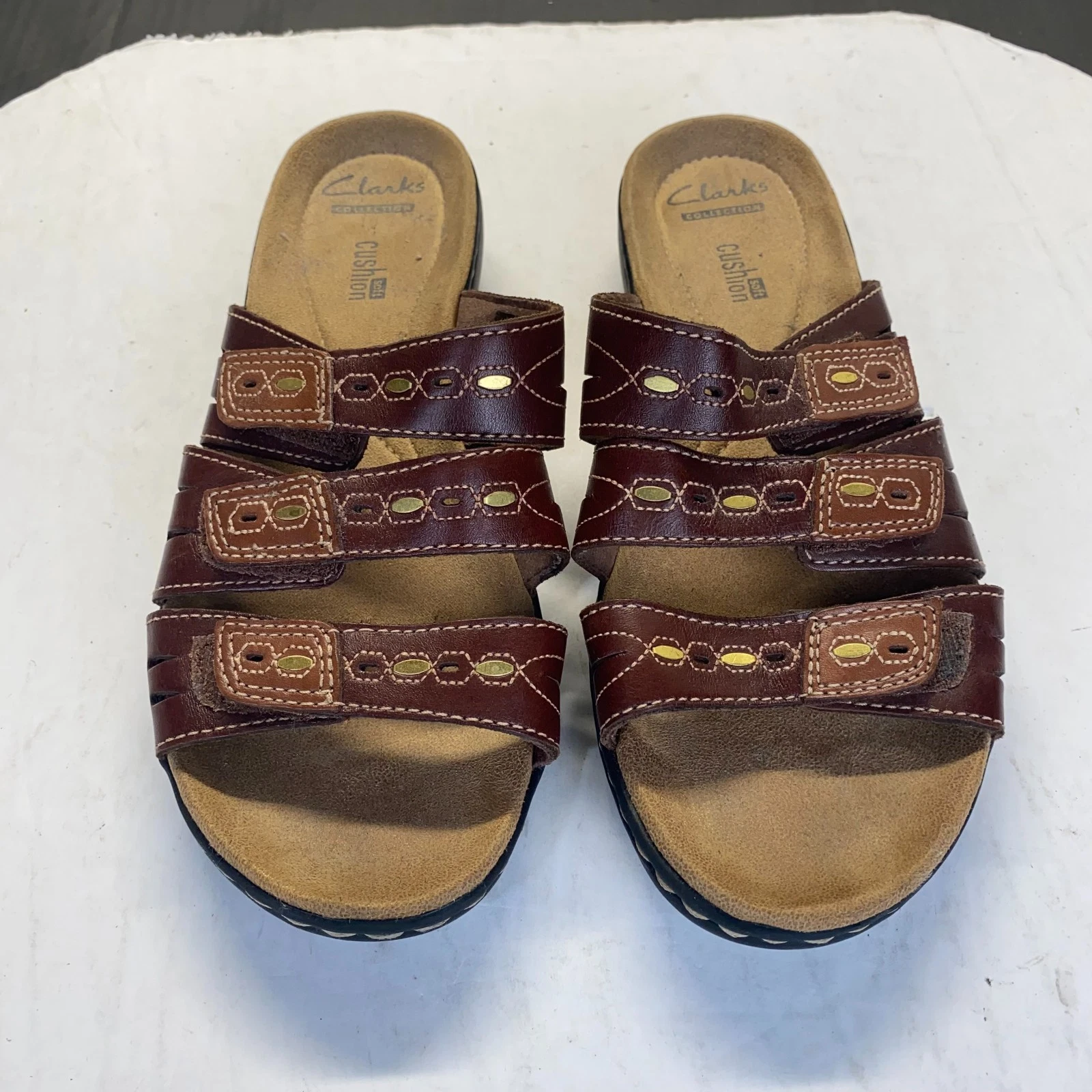 Clarks Collection Sandali Donna Pelle Marrone Slip On Taglia 6 5 M Comfort