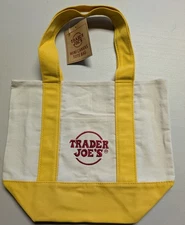 Trader Joe's - Mini Canvas Tote - Yellow - Reusable Shopping Bag - New w/ Tags