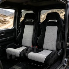Black White Plaid Universal Reclinable Sport Racing Seats Wslider Leftright