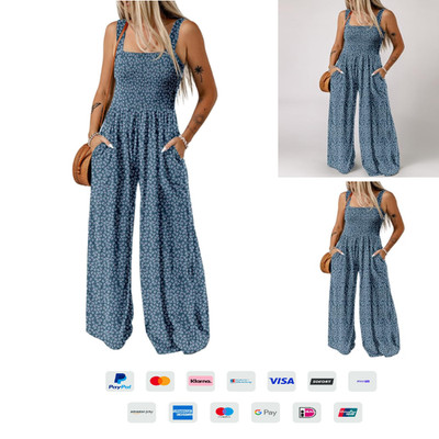 Dokotoo Jumpsuit Damen Sommer Blumenmuster Latzhose Casual Lose Overalls Weites